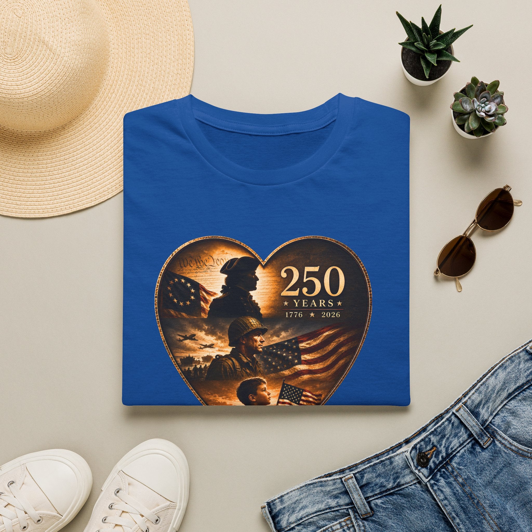 250 Years Heart American Flag T-Shirt — Patriotic 1776–2026 Commemorative Tee