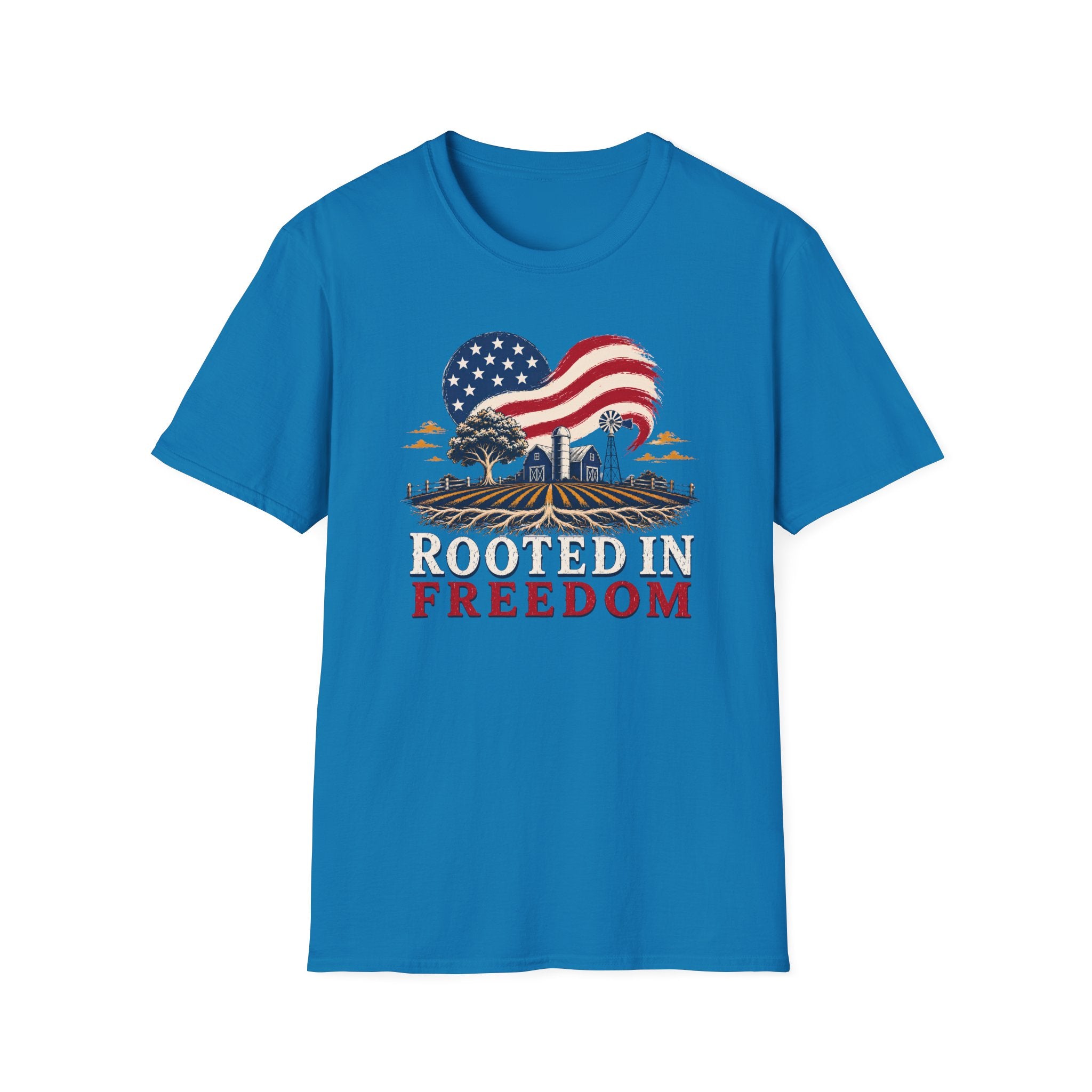 Rooted in Freedom T-Shirt — Patriotic Farm USA Graphic Tee