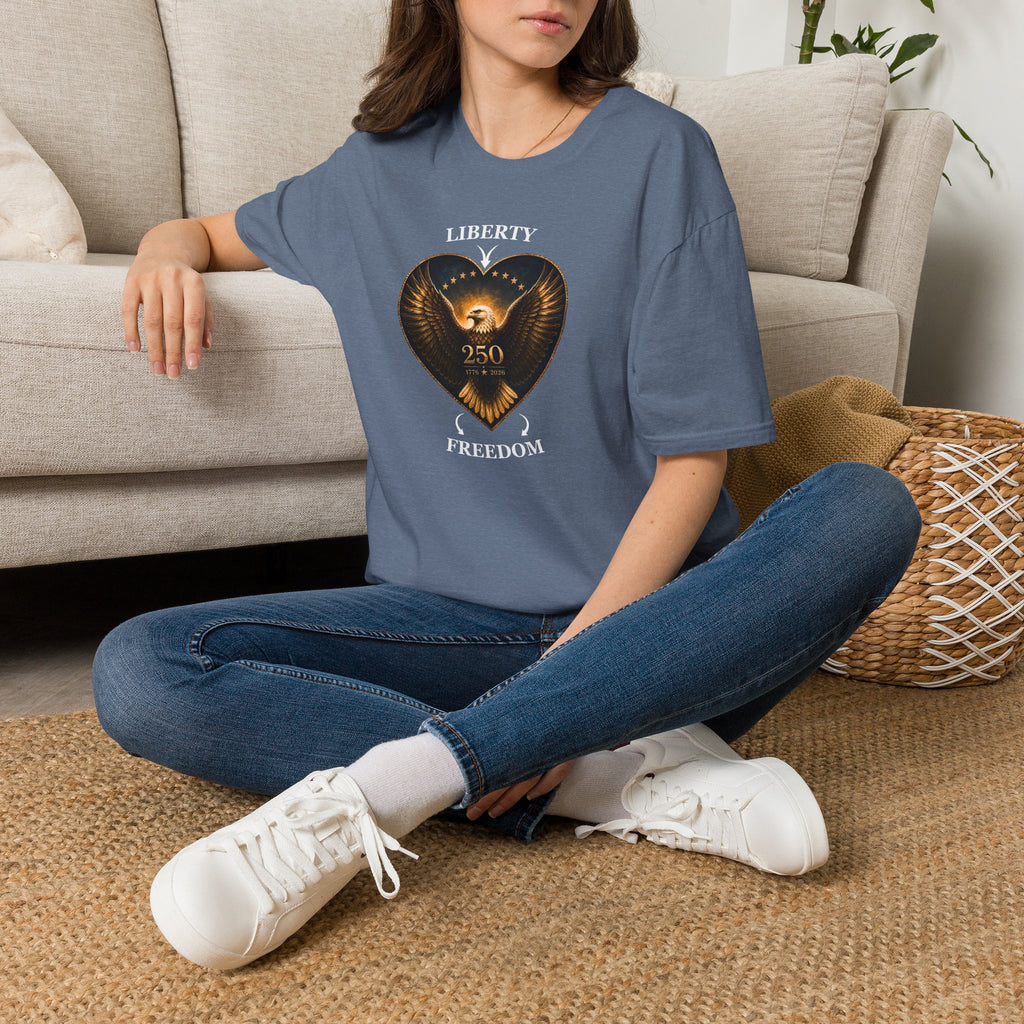 Liberty Heart Eagle T-Shirt — "Liberty 250" Patriotic Freedom Tee