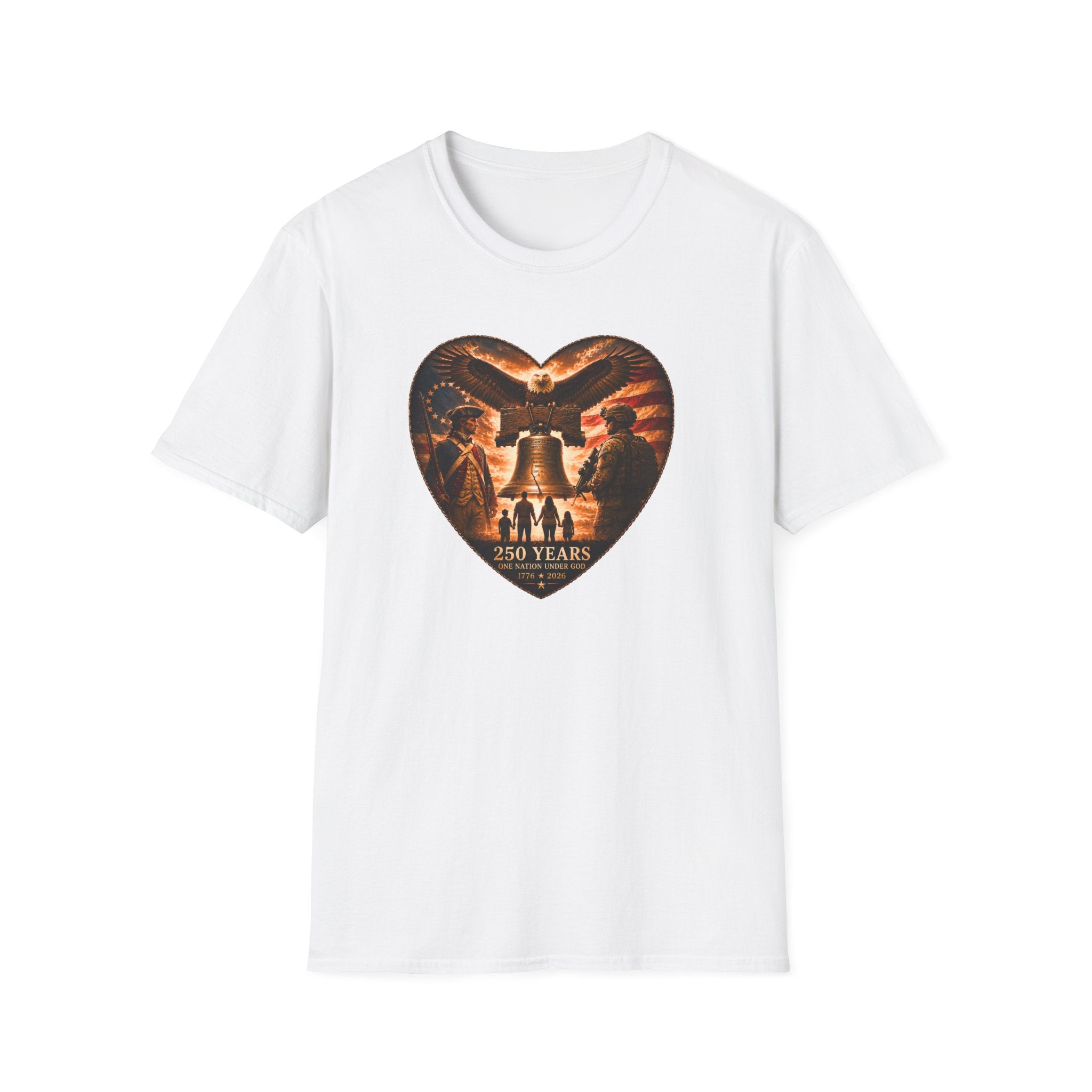 Liberty Heart T‑Shirt — Patriotic Eagle & Liberty Bell Design