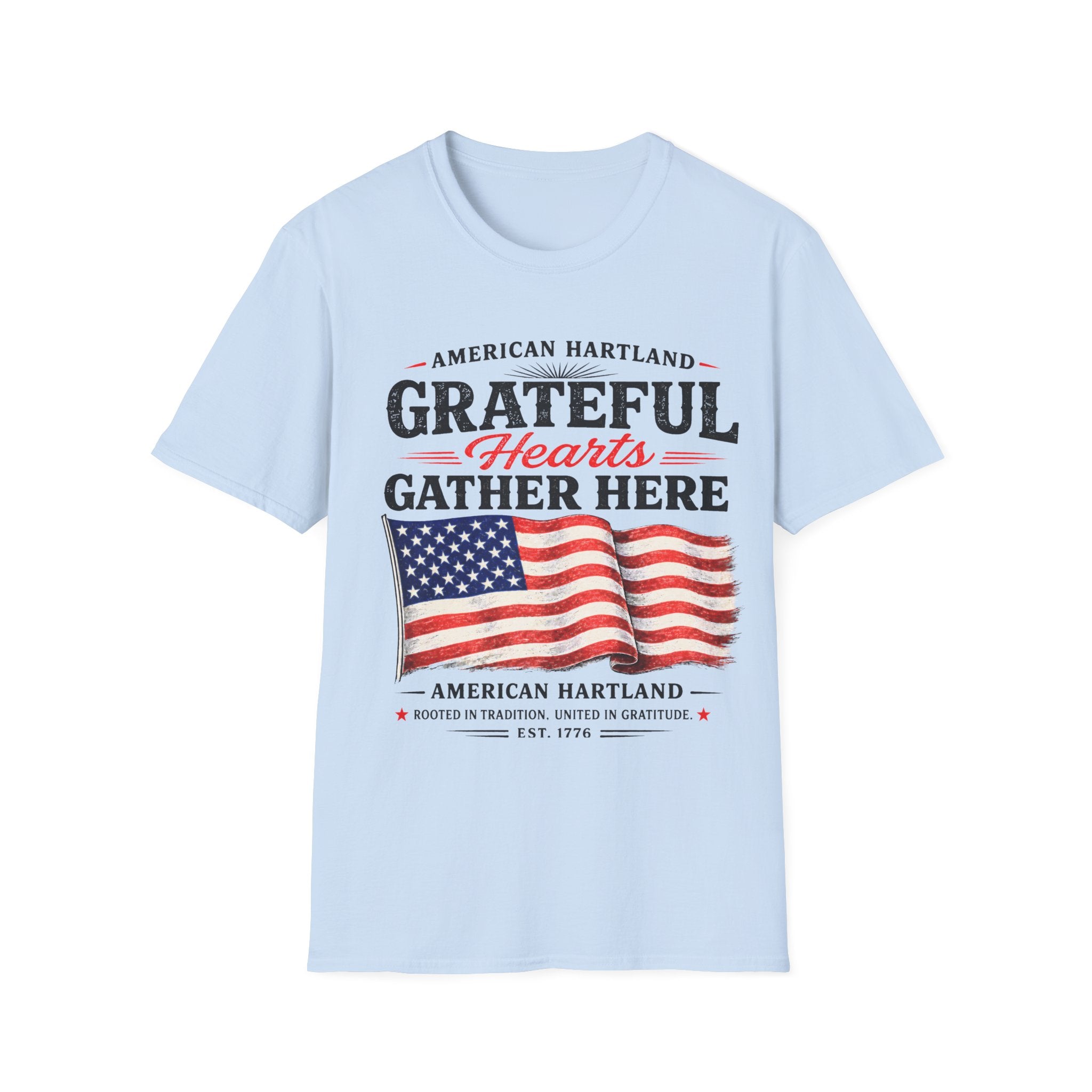 Grateful Hearts Gather Here Flag T-Shirt