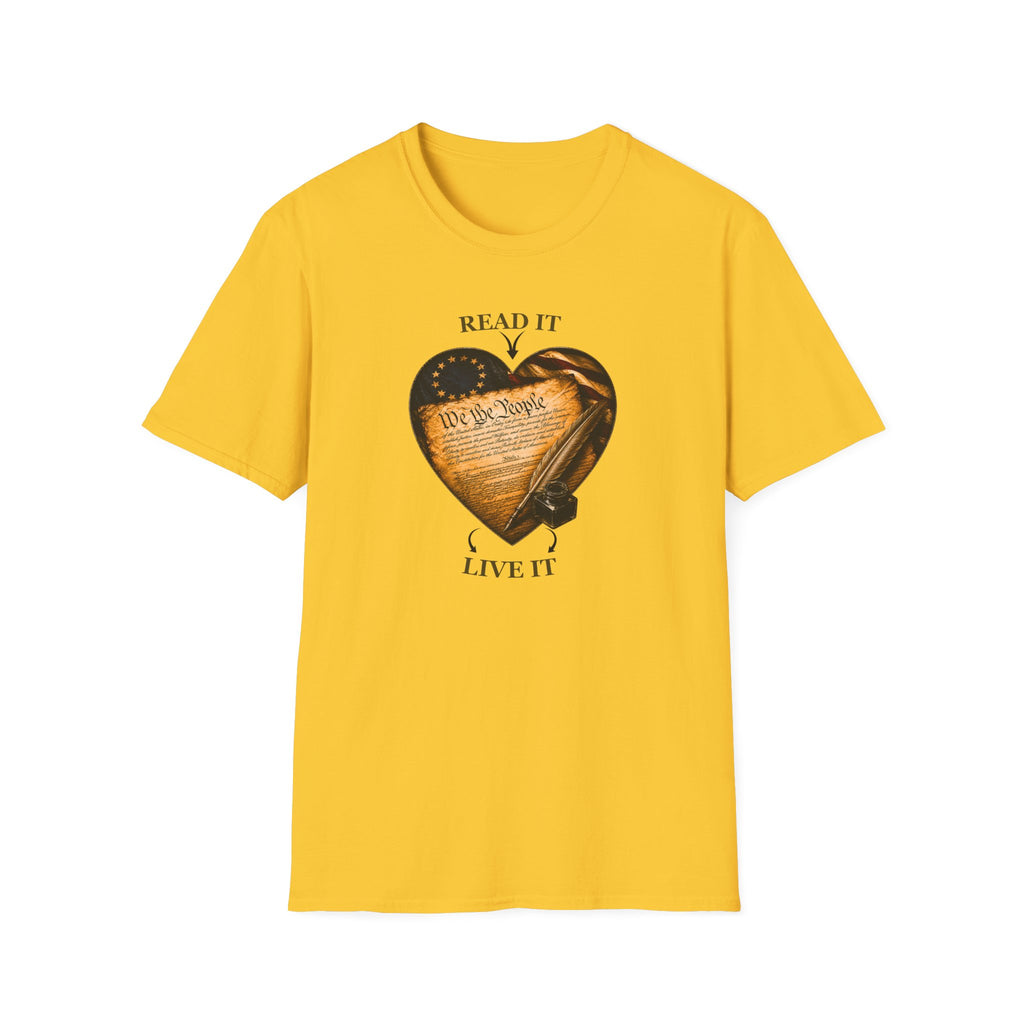 T-Shirt — "Read It, Live It" Constitution Heart Tee