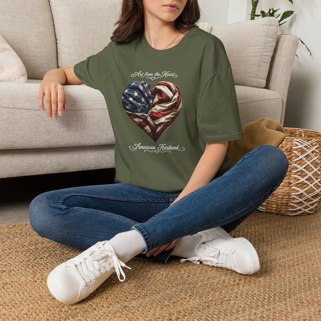 Patriotic Heart T-Shirt — “Art From the Heart” American Flag Tee