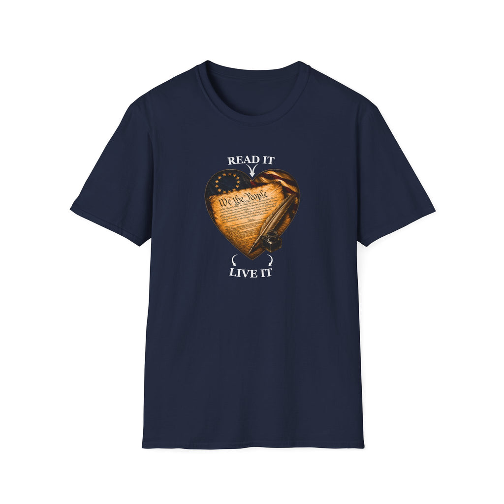 T-Shirt — "Read It, Live It" Constitution Heart Tee