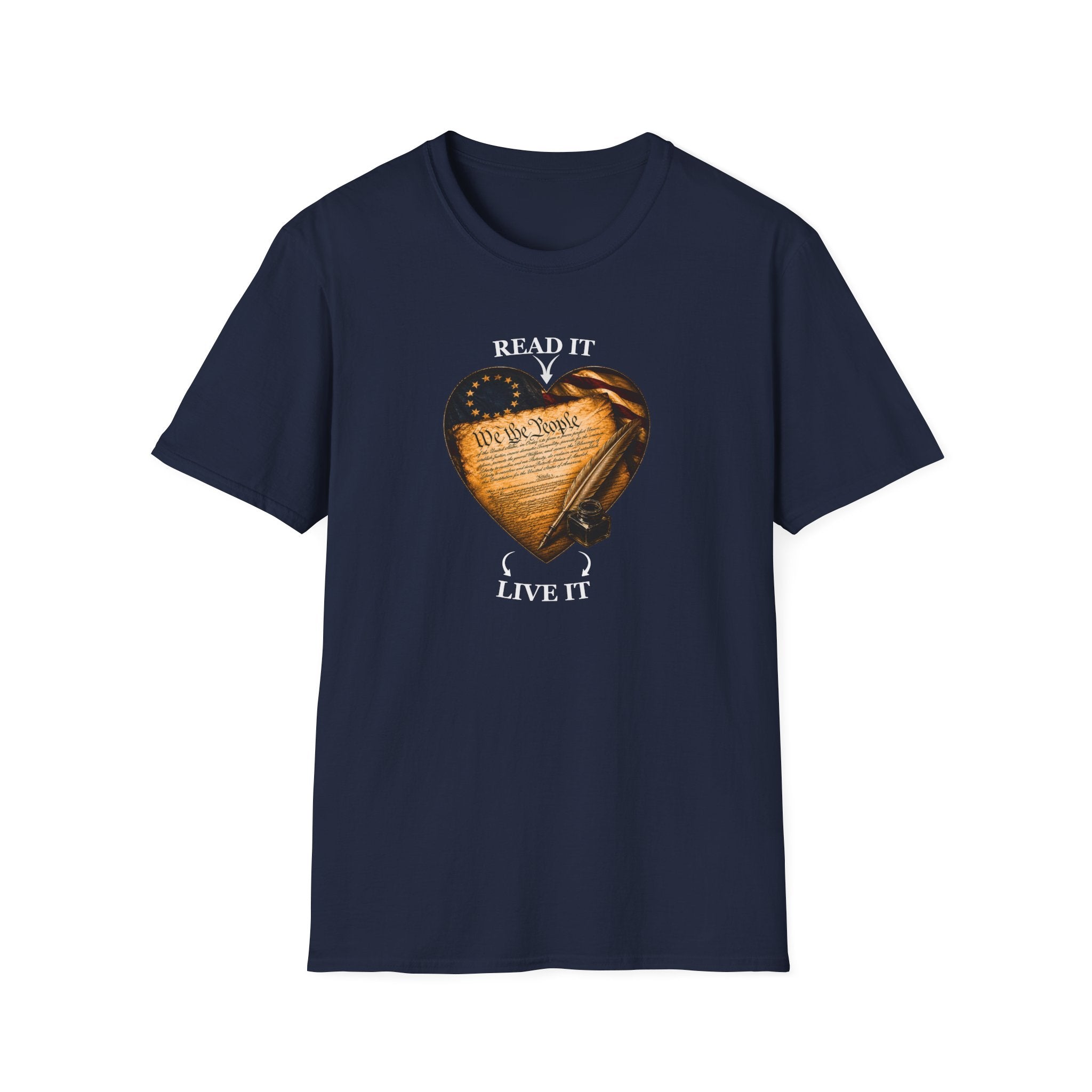 T-Shirt — "Read It, Live It" Constitution Heart Tee
