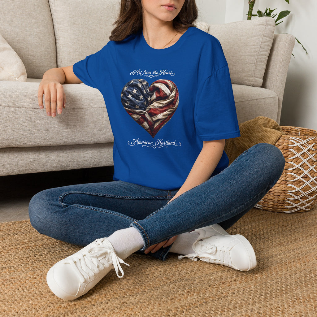 Patriotic Heart T-Shirt — “Art From the Heart” American Flag Tee