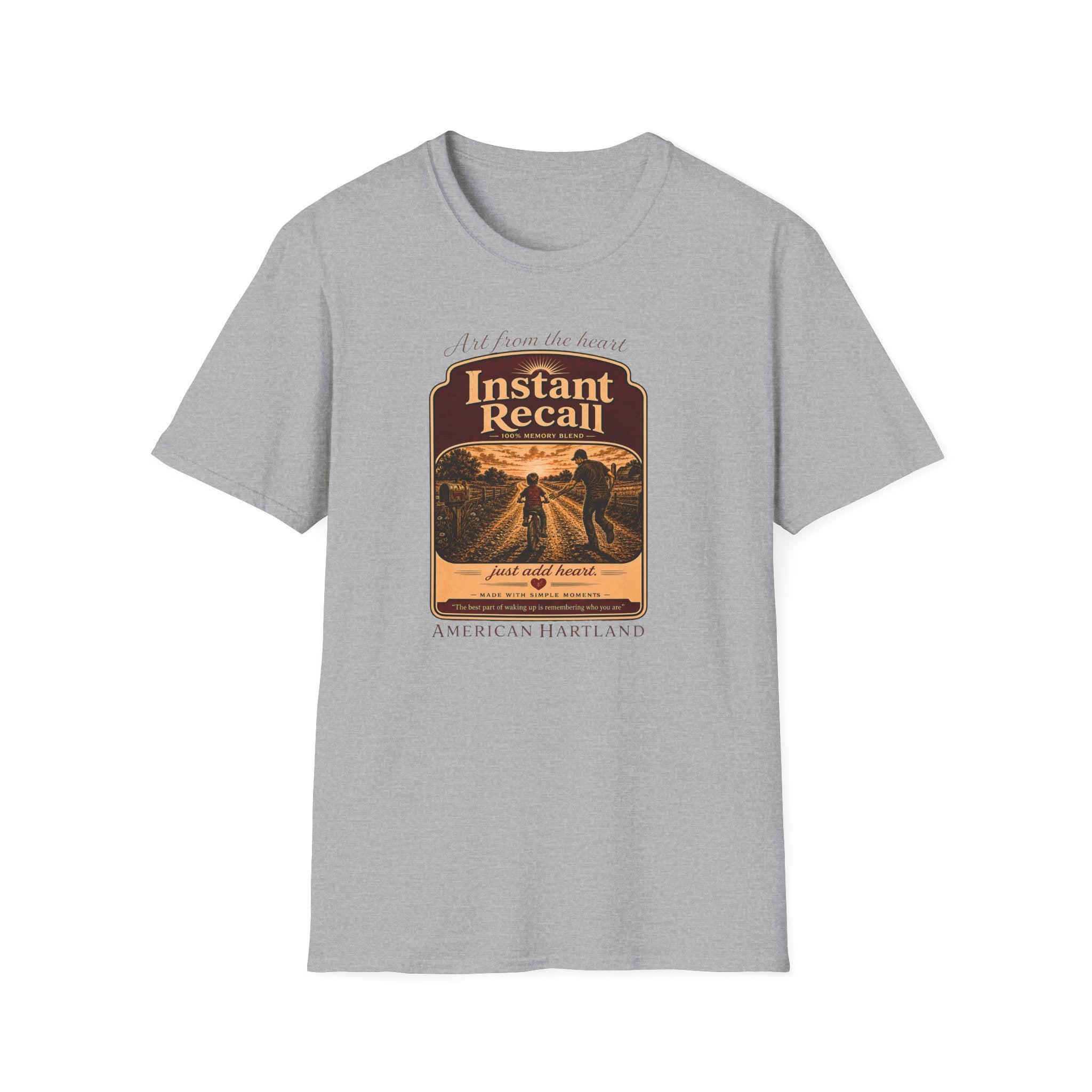 Instant Recall Vintage Tee — Retro Sunset Memory Graphic T-Shirt