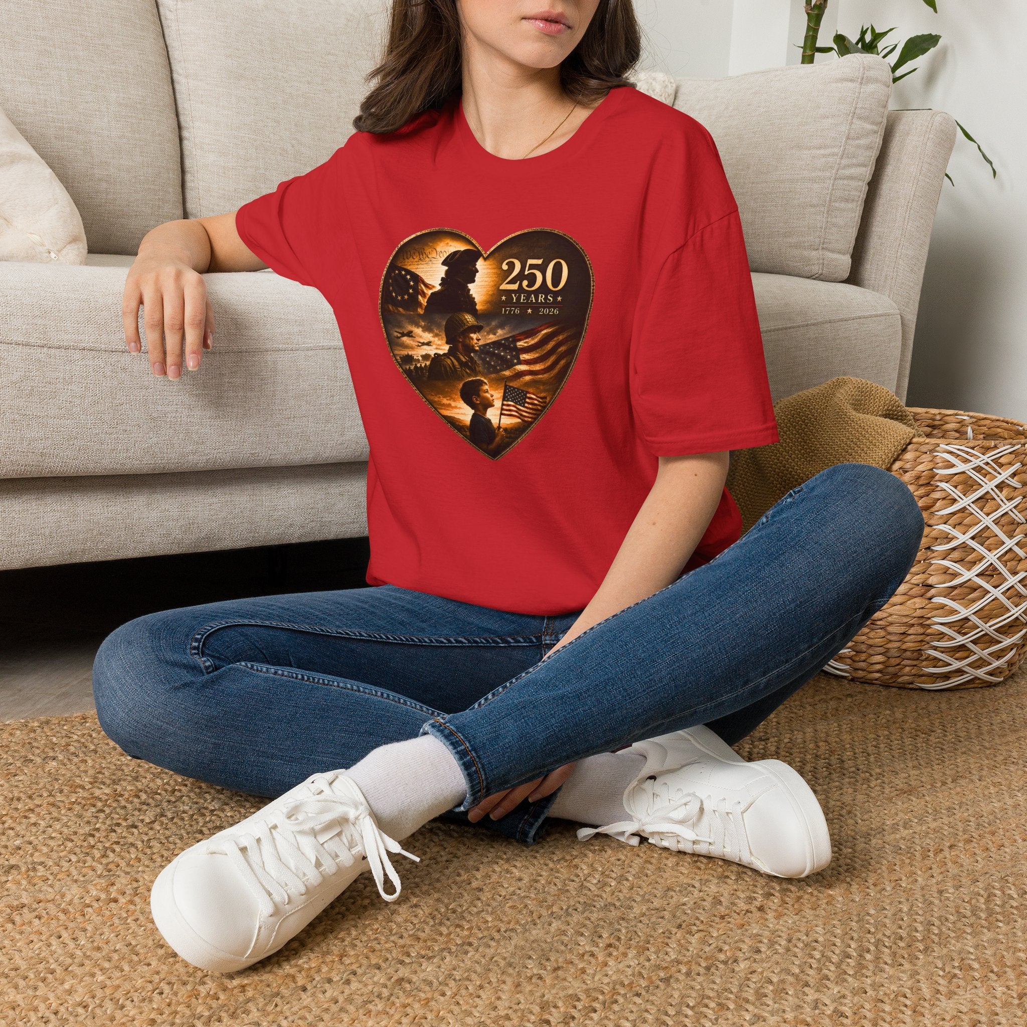 250 Years Heart American Flag T-Shirt — Patriotic 1776–2026 Commemorative Tee