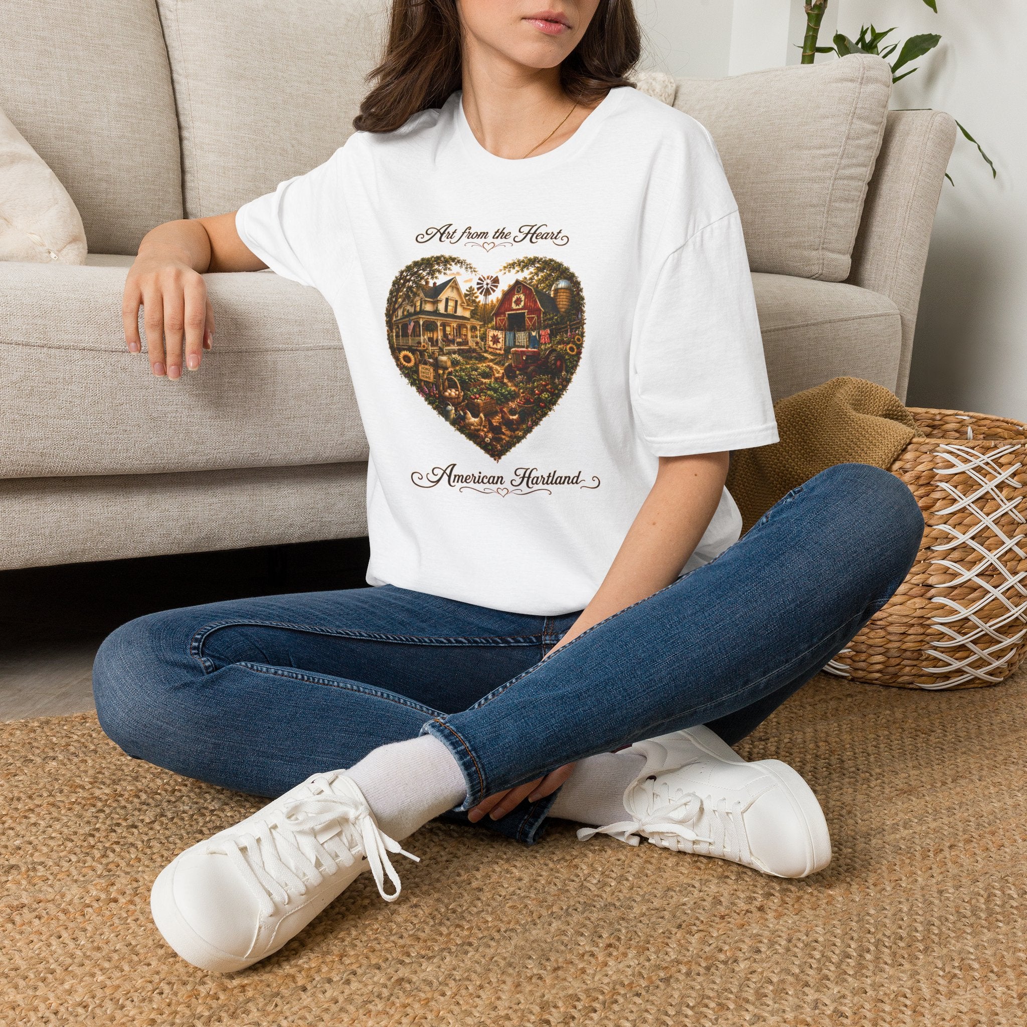 Heartland Farm Heart Graphic T-Shirt — "Art from the Heart" Rustic Cottage Tee
