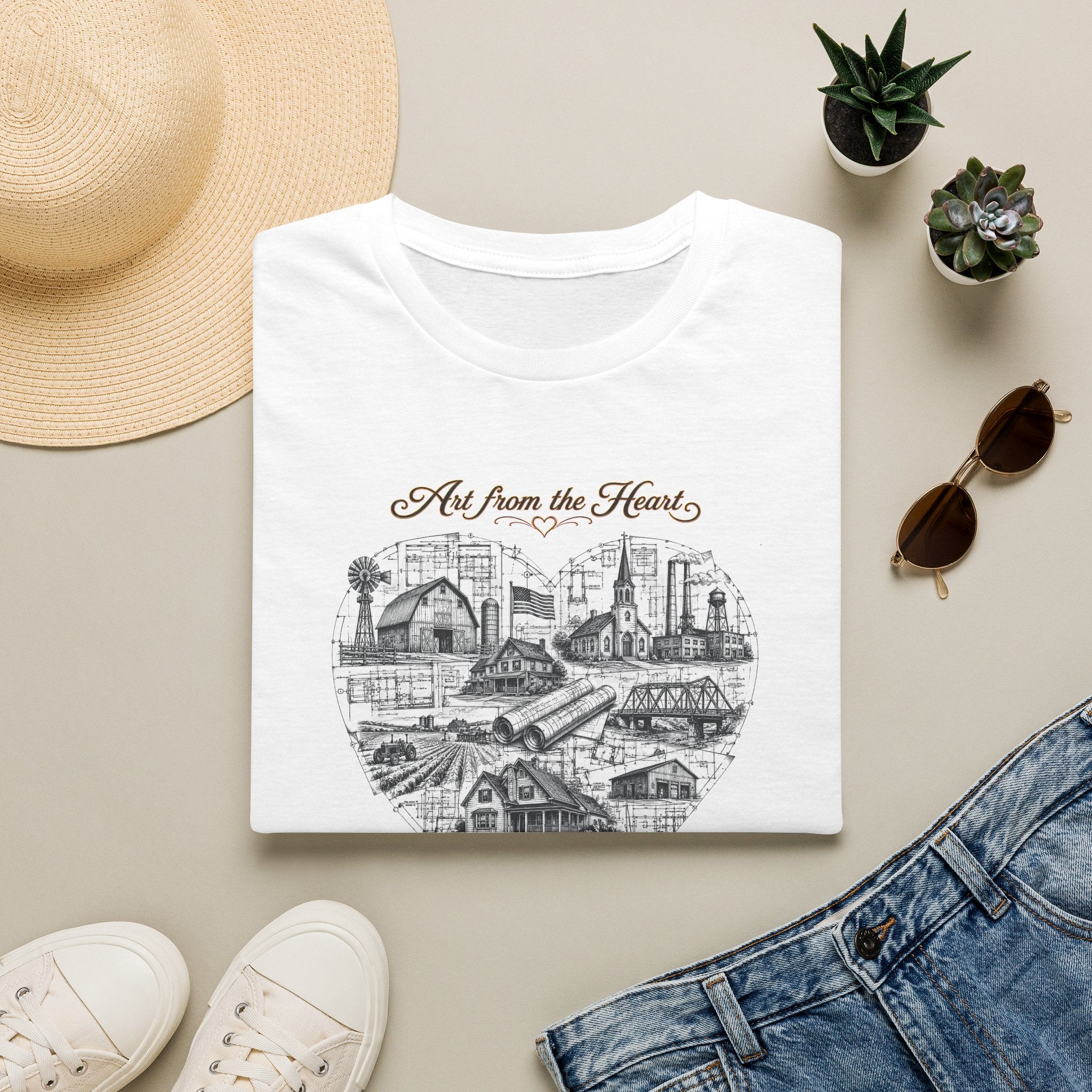 Heart Cityscape T-Shirt — "Art from the Heart" American Heartland Illustration