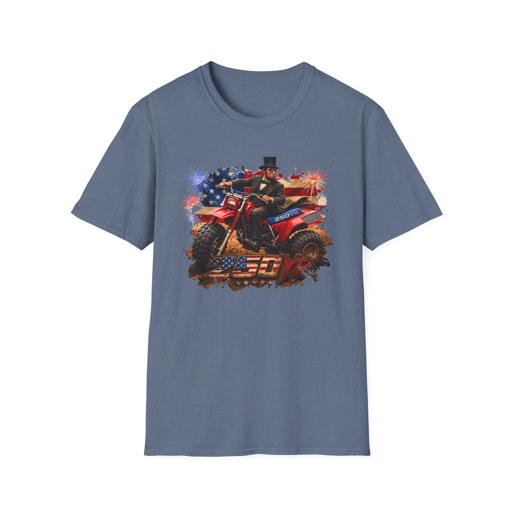 Patriotic Lincoln Riding ATV T-Shirt — 4th of July Veteran Americana Tee