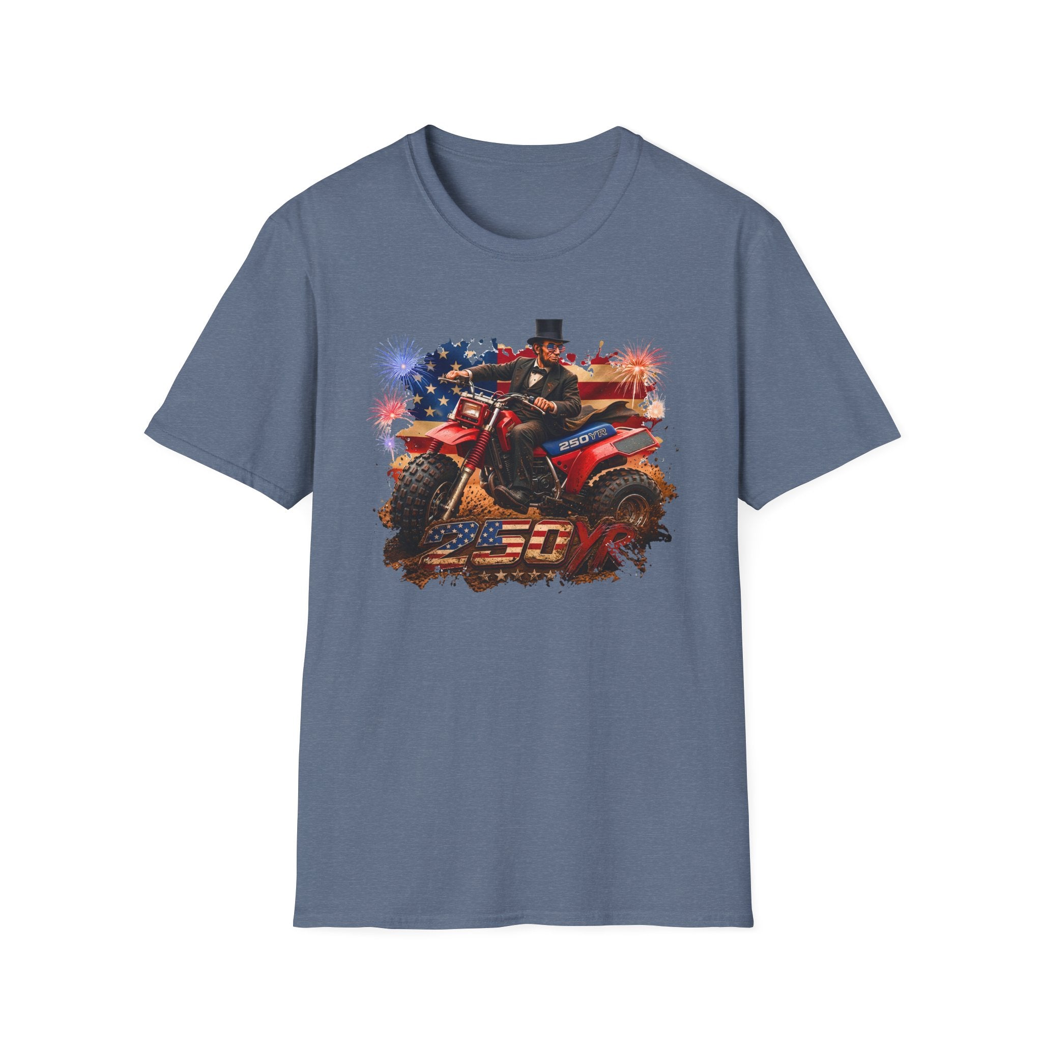 Patriotic Lincoln Riding ATV T-Shirt — 4th of July Veteran Americana Tee